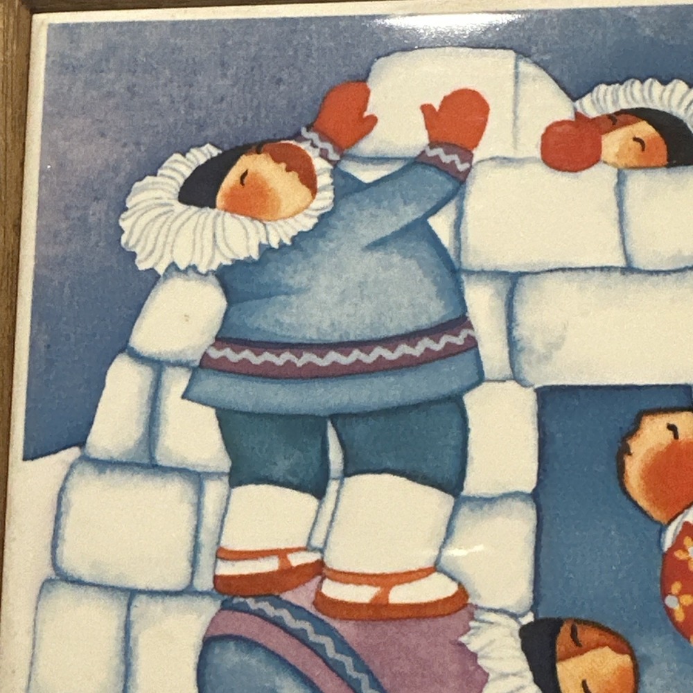 Barbara Lavalee Eskimo Igloo Husky Dogs Alaska Ceramic Tile Trivet Picture @95 - Picture 2 of 7
